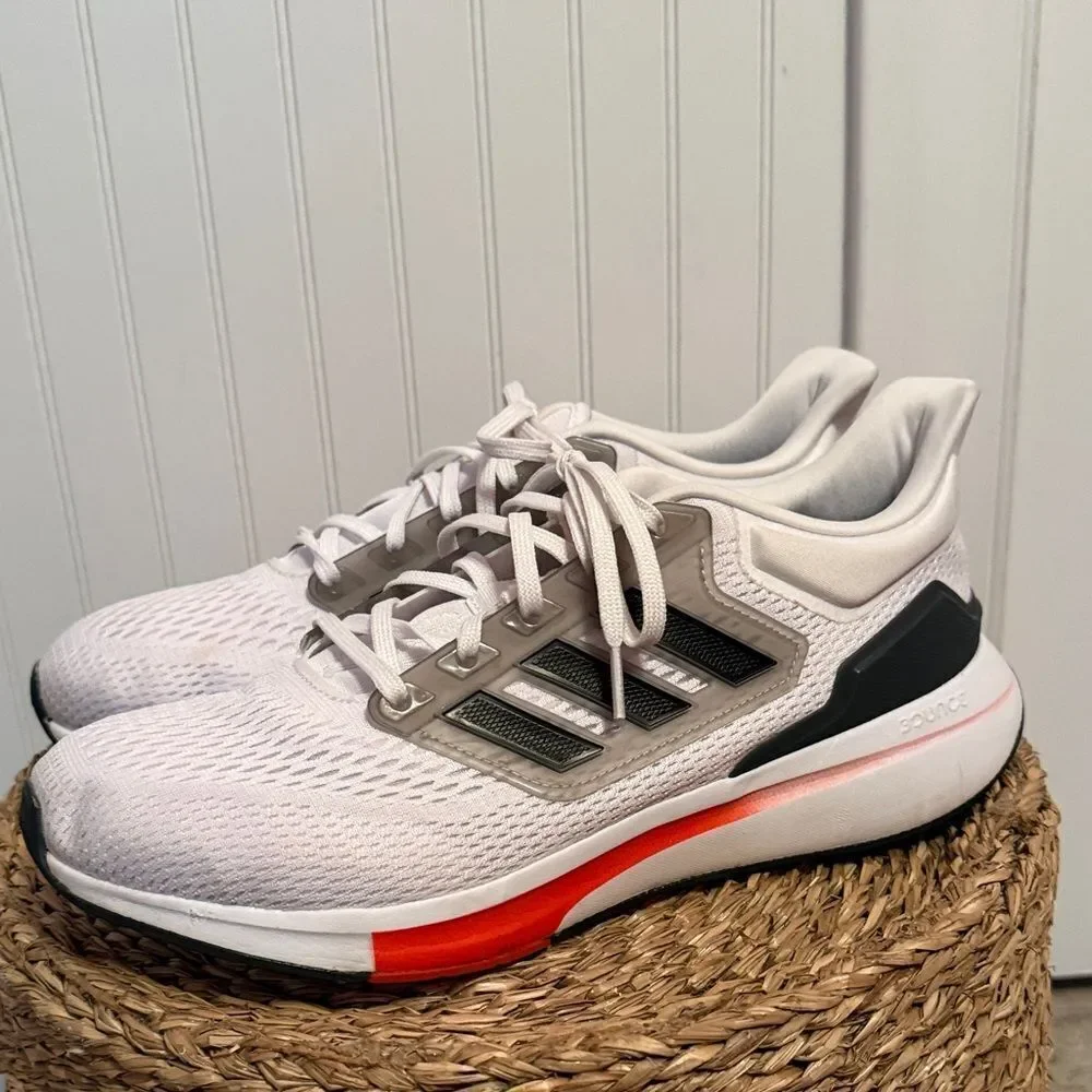 Adidas Men's White and Black Athletic Shoes with Orange Accents-Great Condition